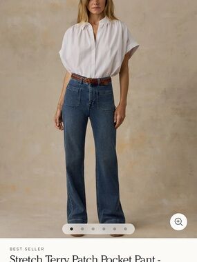 Faherty Stretch Terry Patch Pocket Pants Riverton Size 33 Wide Leg WORN ONCE